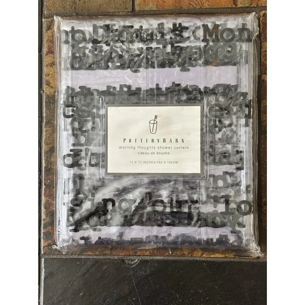 NWT Pottery Barn Morning Thoughts Clear Shower Curtain 72